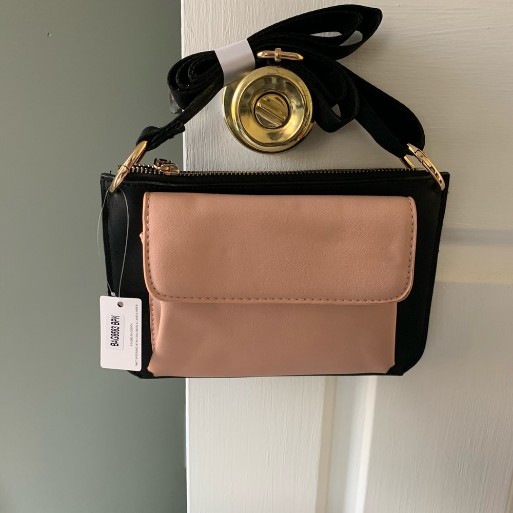 Pink and black crossbody bag